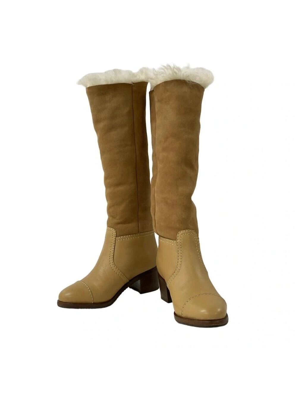 CHANEL Light Brown Mouton Leather Women's Boots bran-562-090325